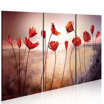 Tiptophomedecor Stretched Canvas Floral Art - Bright Red Poppies - Stretched &amp; F - £64.25 GBP+