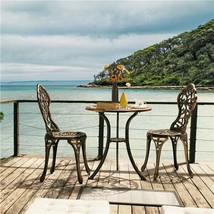 3Pcs Patio Table Chairs Furniture Bistro Set Cast Aluminum Outdoor Garde... - £167.02 GBP