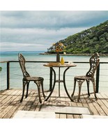 3Pcs Patio Table Chairs Furniture Bistro Set Cast Aluminum Outdoor Garde... - £161.19 GBP