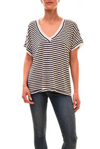FREE PEOPLE Womens Blouse Striped Cosy Fit Soft Multicolor Navy Size XS - £37.46 GBP