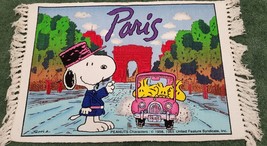 RARE Vintage Peanuts Snoopy PARIS throw rug 20 x 34&quot; 100% cotton NEVER USED ! - £61.03 GBP