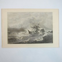 Antique 1873 Wood Engraving Print The Lee Shore MFH de Haas Sea Ship The Aldine - £62.92 GBP