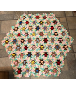 HANDMADE Crocheted Teddy Bear Pink Blue and Yellow Baby Blanket - $82.19 CAD