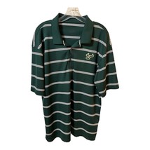 USF Bulls Polo Shirt Men’s Size L Green Striped Short Sleeve Embroidered... - $16.83