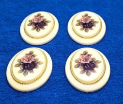 Vintage Cameos Lot of 4 Oval Flowers  Plastics Resin Fashion Jewelry Findings - £8.41 GBP