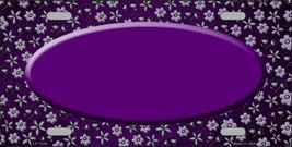 Purple Flower Doodles Oval Print Oil Rubbed Metal Novelty License Plate - £15.09 GBP