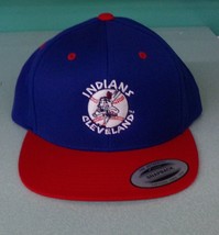 Cleveland Indians Swinging Chief Wahoo Flat Bill Snapback Ball Cap Hat New - $26.99