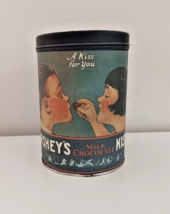 VTG Hershey&#39;s Kisses Milk Chocolate Tin Can Metal &quot;A Kiss for You&quot; 1980 - £9.56 GBP