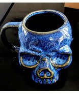 NEW -  Blue Glazed Skull Ceramic Mug - 3.75&quot; - 16 oz - Free Shipping - $375.95 MXN