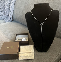 Gucci Lariat Necklace with Logo 18K White Gold - £580.00 GBP