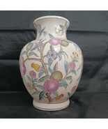 Ceramic Vase Hand Painted Floral and Fruit WBI Enameled Made in China 11... - £72.13 GBP