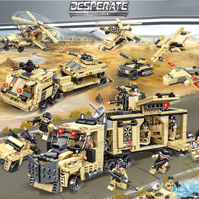 Military Series Building Blocks WW2 Tank Fighter City Machine Helicopters - £59.82 GBP+