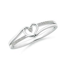 ANGARA Natural Diamond Split Shank Heart Promise Ring in Silver Ring Size 7 - $160.55