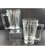 2 Princess House Aston 16 Oz Beer Mugs Set Clear Frosted Etched Dots Squ... - $59.07