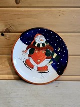 Royal Norfolk Christmas Plate Vintage Skating Snowman Decorative Appetizer 8&quot; - £17.08 GBP