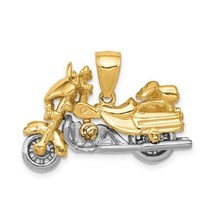 14K Two Tone Gold 3-D Motorcycle Pendant - £526.85 GBP