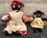 Handmade 1930&#39;s African Mother &amp; Daughter Rag Doll Set Black Mom Girl ~ ... - £53.13 GBP