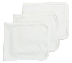 One Size Baby Burpcloth With White Trim (pack Of 3) Color:white - £12.69 GBP