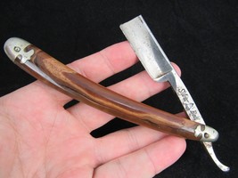 RARE straight edge razor VINTAGE &quot;SILVER BELL&quot; GERMANY Youngstown O brown - $37.39