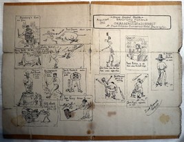 Bradford Fossils Cricket Match 1907 Original Cartoons by Rugby Star Fred Bonsor - £173.55 GBP