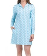 NWT CABANA LIFE Aqua Blue &amp; White PICKLEBALL Long Sleeve Mock Dress - S ... - $1,288.00 MXN