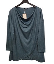 BloomChic Shirt Womens Plus Size 18 20 Draped Neck Asymmetrical Faux Wrap  - $15.84