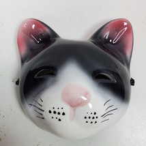 Vintage 1989 Cat Black Pink Mask ART Ceramic 4.5x4.5 Inch Taiwan - $45.82