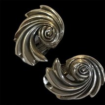 Danecraft R Vintage 1940s Mid Century Sterling Silver Clip On Signed Earrings - £97.63 GBP
