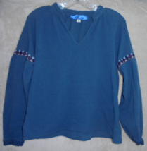 Blue Rain Womens Medium M Peasant Boho Crinkle Rayon Long Sleeve Top Ray... - $7.87