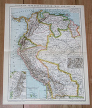 1900 Antique Map Of Colombia Venezuela Ecuador Peru Bolivia / South America - £16.84 GBP