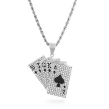 Lucky Ace Of Spades Mens Necklace Poker Pendant For Male Stainless Steel Casino  - £15.56 GBP