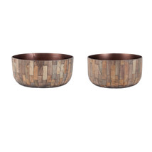 Round Wooden Bowl Planter (Set of 2) - $1,402.38 MXN