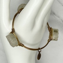 Bourbon and Bowties Gold Tone Wire Wrapped Geode Druzy Bangle Bracelet - £5.53 GBP