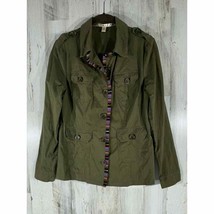 Chelsea &amp; Violet Olive Green Military Style Shirt Field Jacket Shacket Small - £13.58 GBP