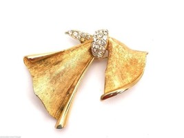 Vintage BSK Statement Brooch Large Bow w/ Rhinestones  - $30.29