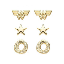 DC Comics Wonder Woman 1984 Stainless Steel Earrings Set Gold - £25.16 GBP