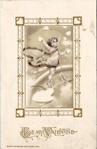 Valentines Greeting John Winsch 1913 Flying Cherub Art Deco Gilded Postcard V2 - £10.35 GBP