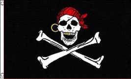 K&#39;s Novelties 3x5 Jolly Roger Pirate Gold Teeth 5&#39; x 3&#39; Skull Skeleton Pirate In - £10.32 GBP
