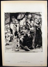 Bernard Naudin Guitar Player Caravan &amp; Crucifixion French Photogravure Print  - £5.18 GBP