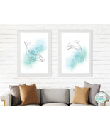 Minimalist One Line Art, Set of 2 Dolphin Drawings, Printable Wall Art Bundle - $7.56 CAD