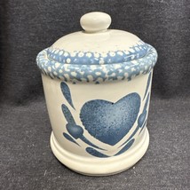 Vintage Ceramic Country Blue Heart   Small Canister with Lid 6” Tall - £7.00 GBP