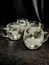 VTG Nestle Nescafe MCM Round Etched Glass Globe Mugs Cups Set of 4 W/stickers - £22.49 GBP