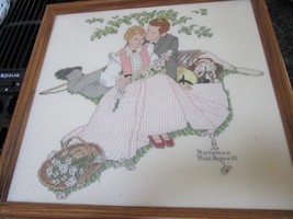 Norman Rockwell Print Of Needle Point Flowers In Tender Bloom Framed 14 X 15 - £50.48 GBP