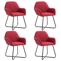 vidaXL Modern Red Wine Stool Set of 4 - Faux Leather Upholstery - $454.49