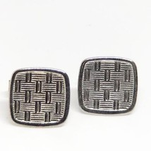 Set Di Gemelli Vintage Da Uomo In Silvertone Lucido Design Di Metà Secolo - $29.93