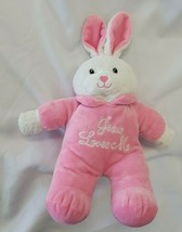 Dandee Jesus Loves Me Stuffed Plush White Pink Baby Girl Bunny Rabbit Toy WORKS - £46.65 GBP