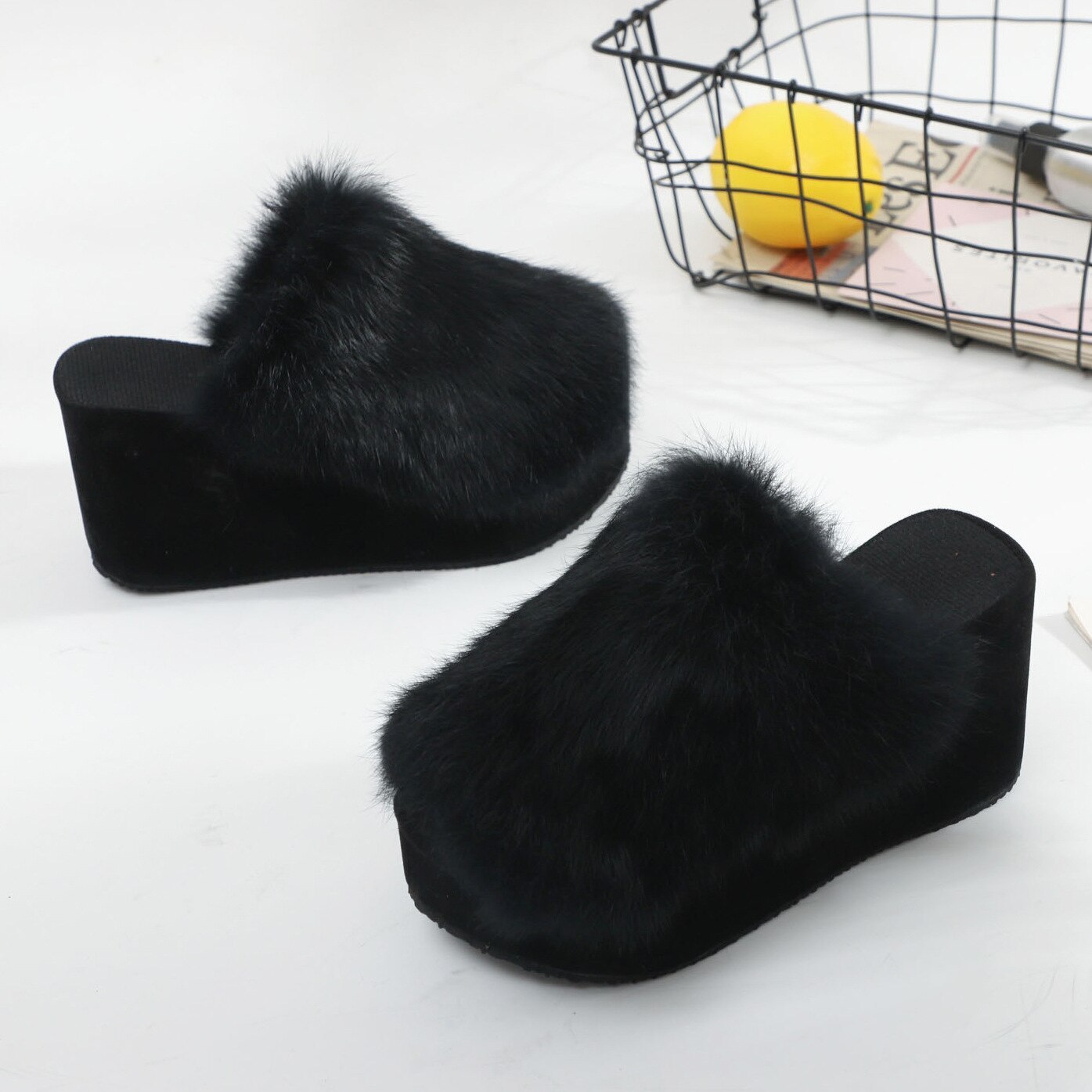 Primary image for ry Slippers Women's Autumn And Winter New Slope Heel Platform Slippers Rabbit  H