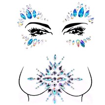 2 Packs Rhinestone Face Breast Body Jewels Festival Rave Mermaid Face Gems Glitt - £17.38 GBP