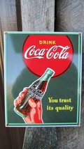 Coca-Cola 3-D Embossed Tin Sign Pause Work Refreshed Wrench - £13.04 GBP