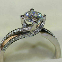 Solid 14k White Gold 2.10Ct White Round Cut Moissanite Engagement Ring in Size 5 - £218.28 GBP